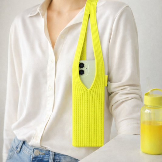 Minimalist Knitted Phone Bag – Unisex Soft Yarn Underarm Bag | Niche Crochet Shoulder Pouch for iPhone & Essentials