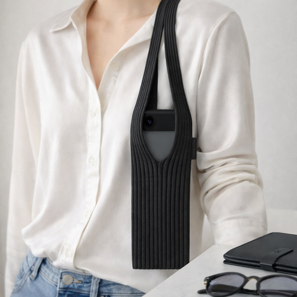 Minimalist Knitted Phone Bag – Unisex Soft Yarn Underarm Bag | Niche Crochet Shoulder Pouch for iPhone & Essentials